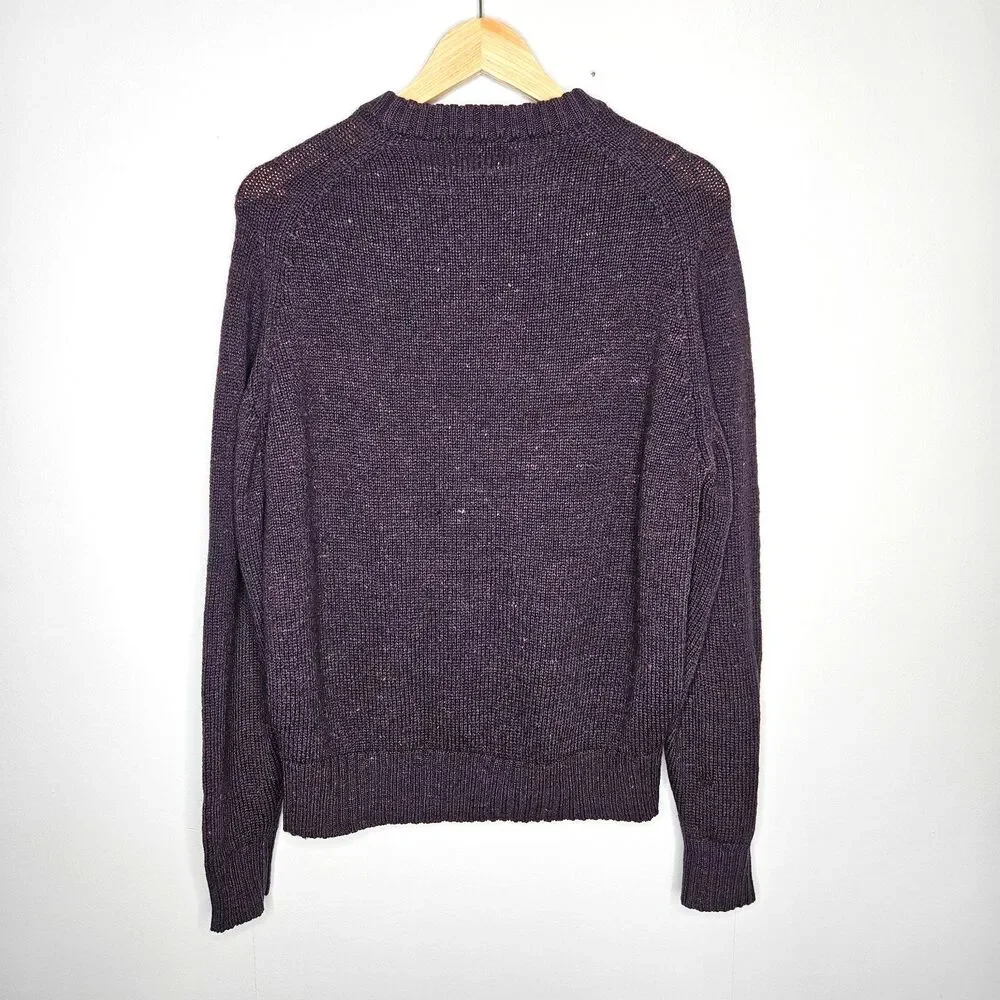 Vtg 80s BANANA REPUBLIC Confetti Wool Sweater XL Purple Banana Label Classic